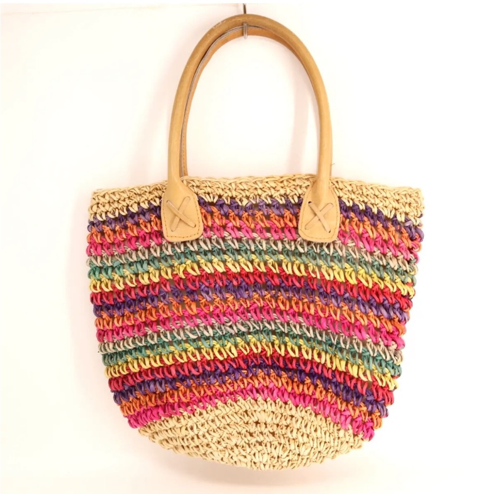 Jennifer Moore | Muticolor Straw Beach Bag | Shoulder Bag | Purse | Tote
